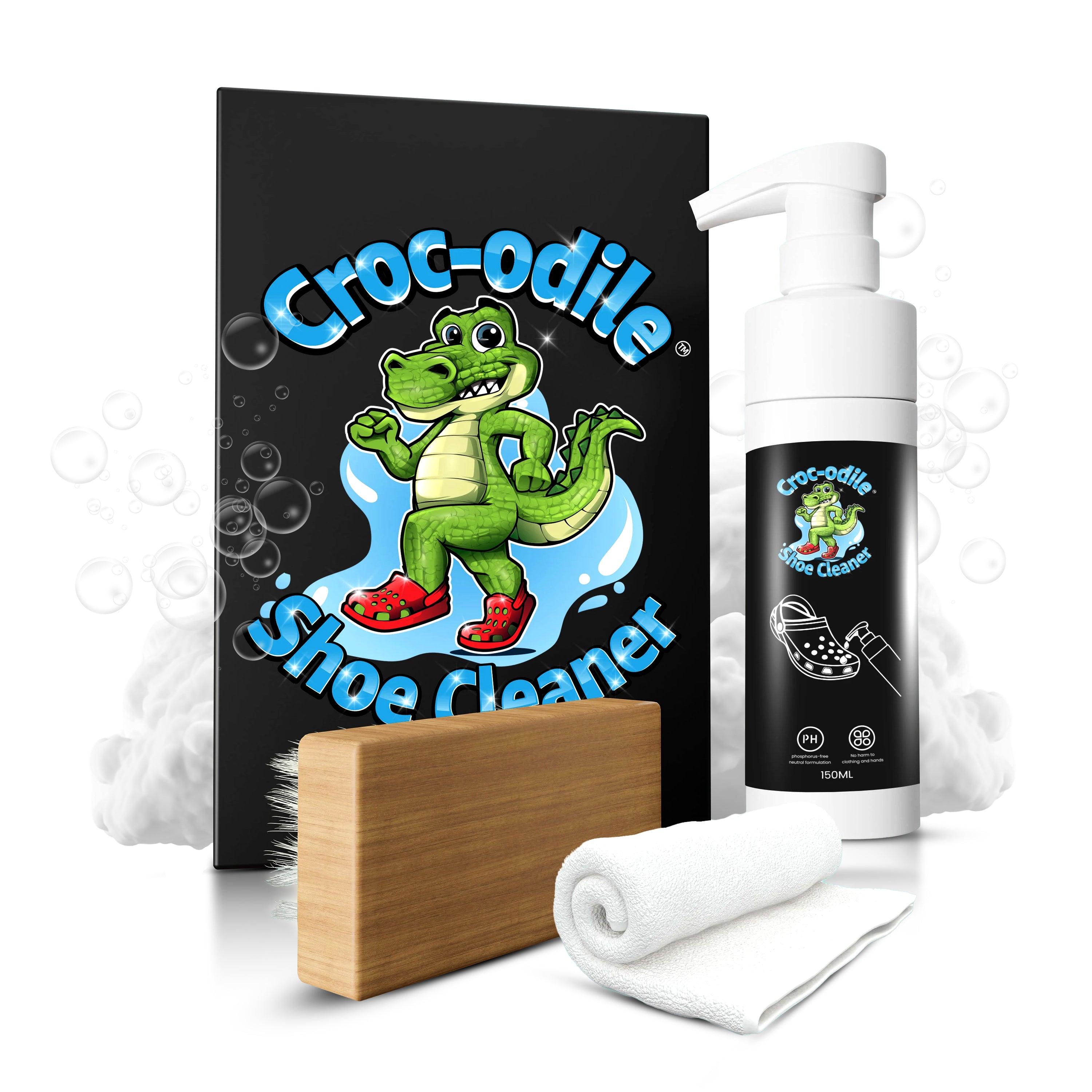 Crocodile Shoe Cleaner 150ML/5 OZ with Bottle and Brush.