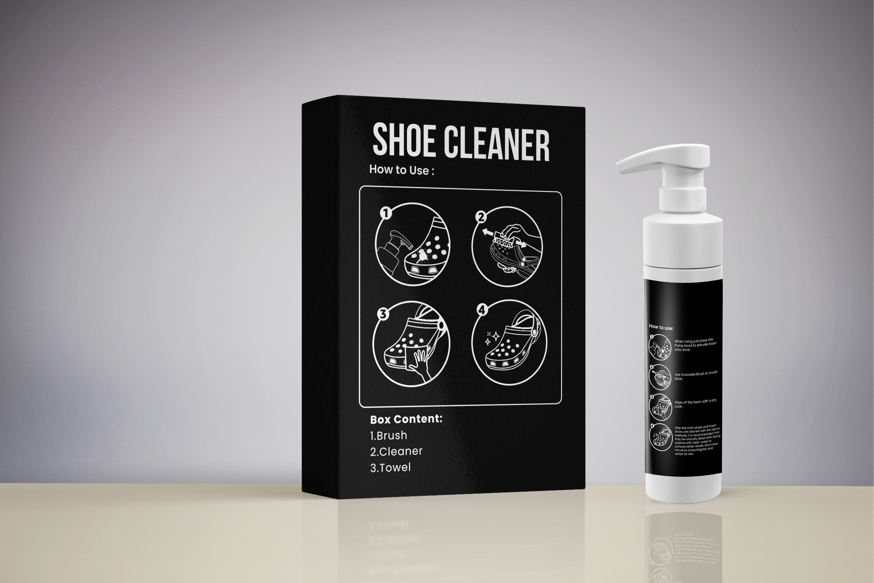 Crocodile Shoe Cleaner 150ML/5 OZ with Bottle and Brush.